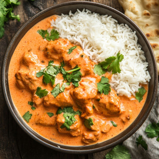 Butter chicken doux aux épices, riz basmati