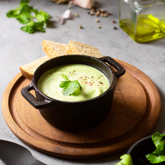 Soupe de courgettes & basilic frais, onctueuse et parfumée