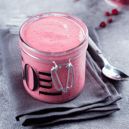 Mousse aux fruits, graines bio, coco râpée