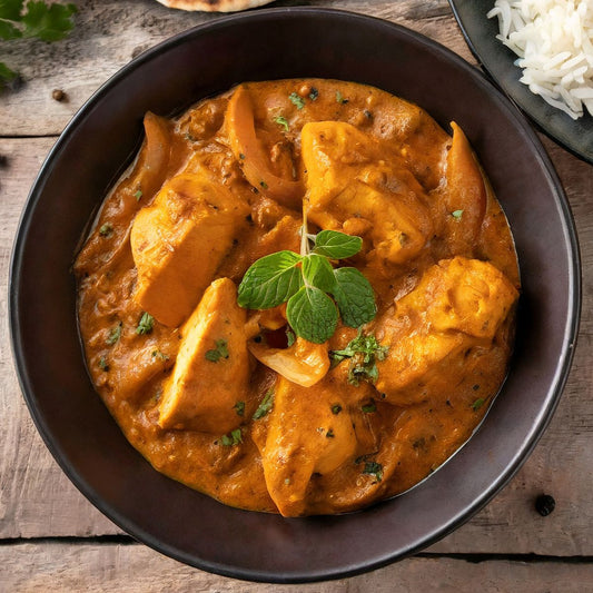 Poulet tikka masala aux épices, riz basmati